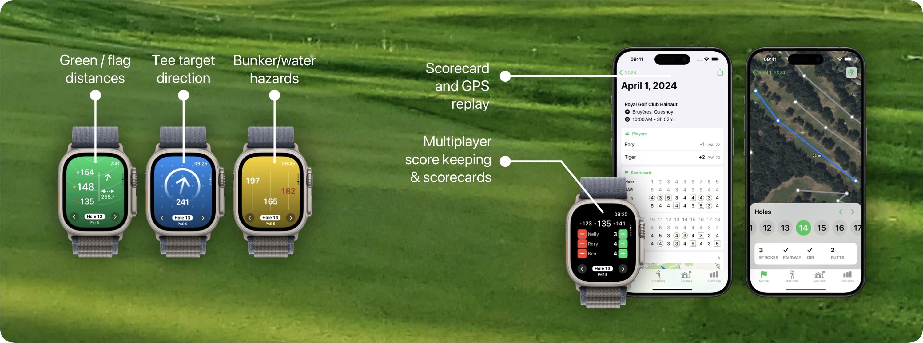 Main features of the app on Apple Watch & iPhone.
